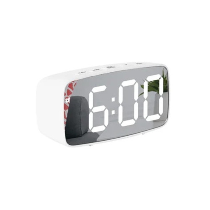 Kis LED dekoratív óra, ébresztő, hőmérséklet- és dátumkijelzés, modern design, matt felület