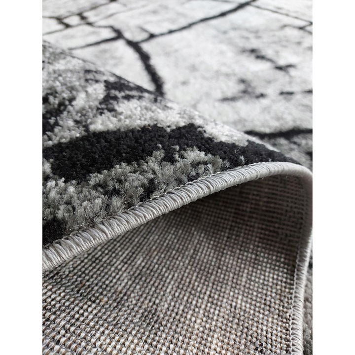 Covor trunchi copac, gri, 300x400 cm, fir scurt, antialergic, Oeko-Tex