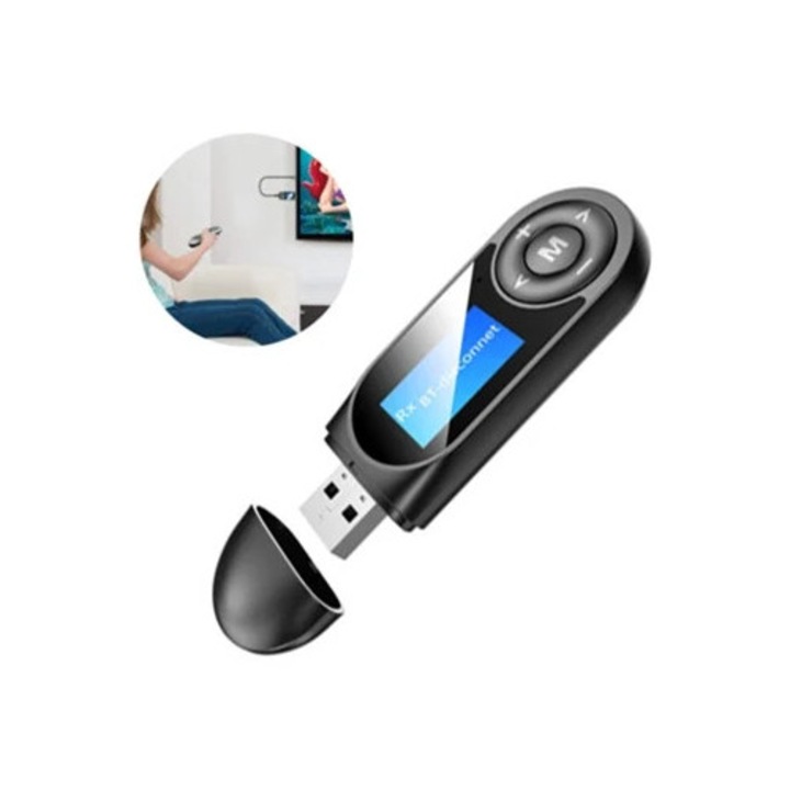 Transmitator si receptor Bluetooth dual, conectivitate fara intarziere, display