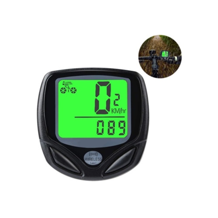 Ciclocomputer bicicleta, wireless, display LCD, impermeabil