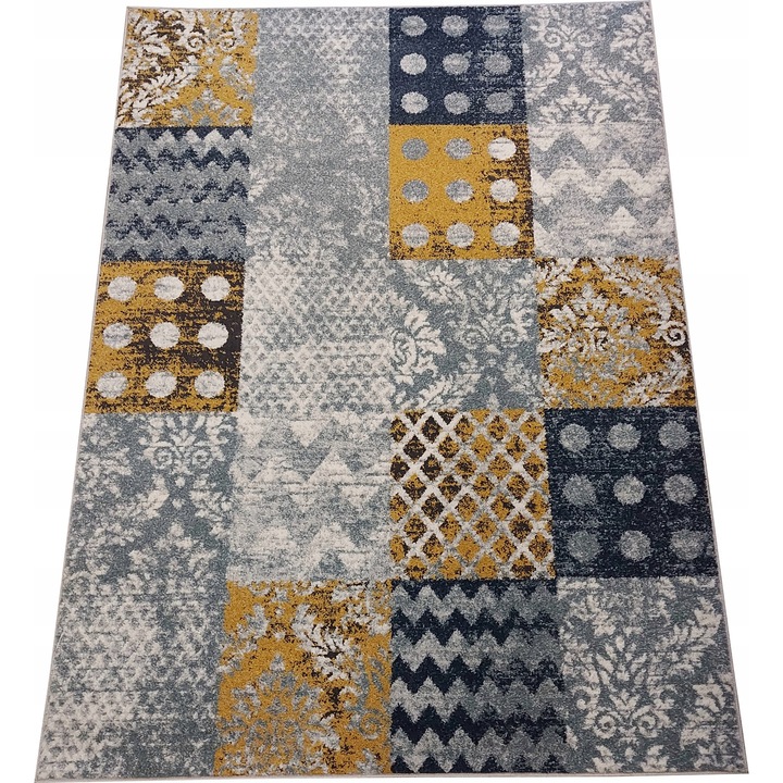 Covor modern patchwork, 133x190 cm, elegant, antialergic, 1650g/m2, polipropilen frise