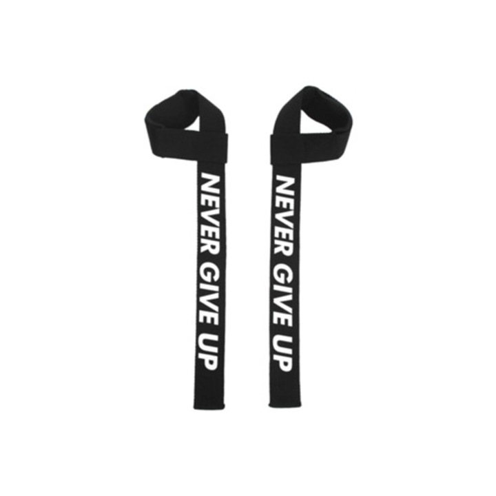 Banda de ridicare pentru bodybuilding, neagra, set de 2 bucati