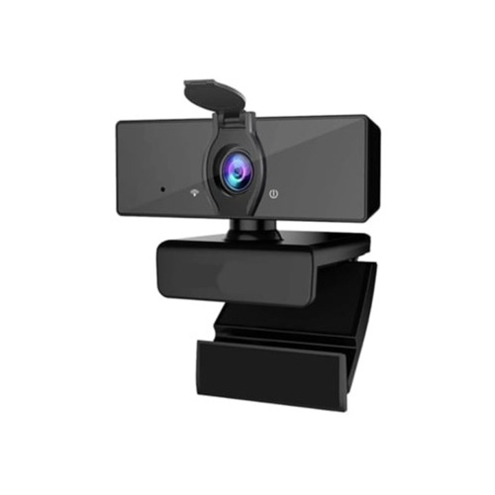 Webkamera, kettős mikrofon, adatvédelmi fedél, plug and play, fekete