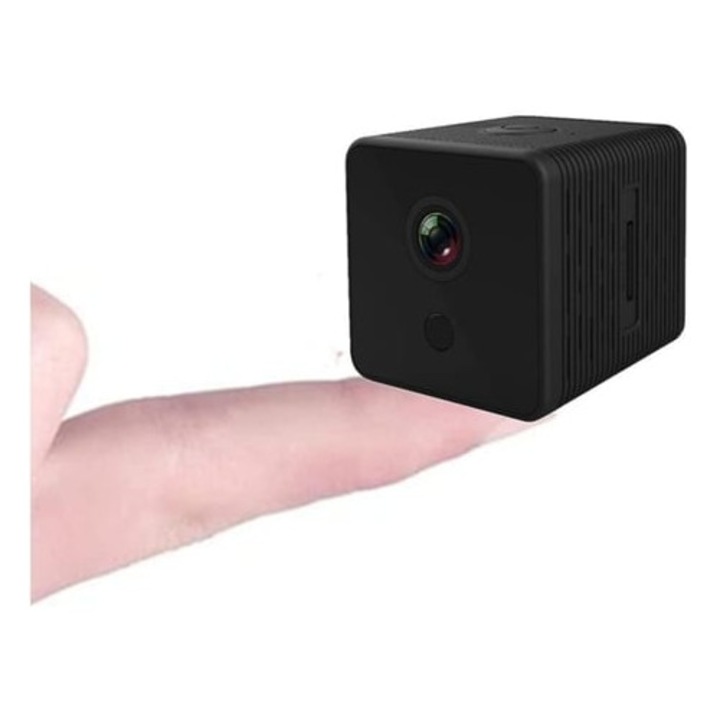 Camera spion WiFi mini wireless cu aplicatie, viziune nocturna micro, alarma de miscare, interior