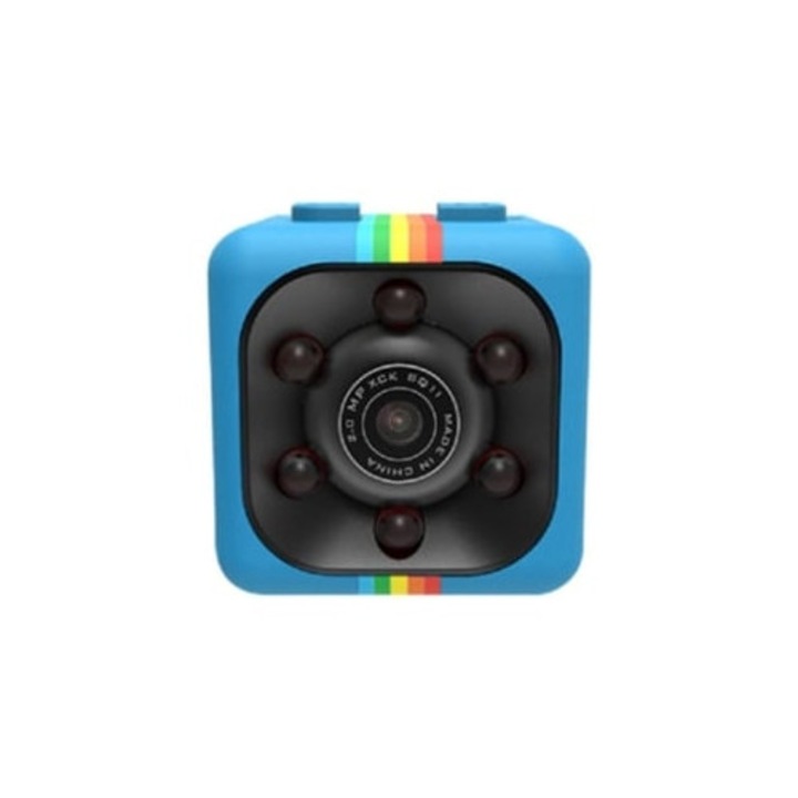 Camera spion mini, HD 1080p, activare prin miscare, viziune nocturna, albastra