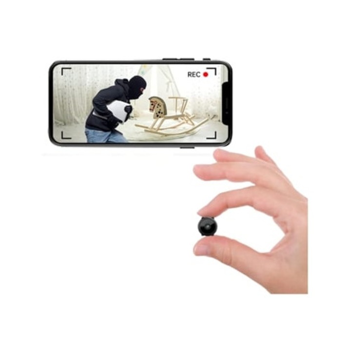 Camera spion mini Wifi HD1080p, portabila, pentru securitate acasa, cu inregistrare video