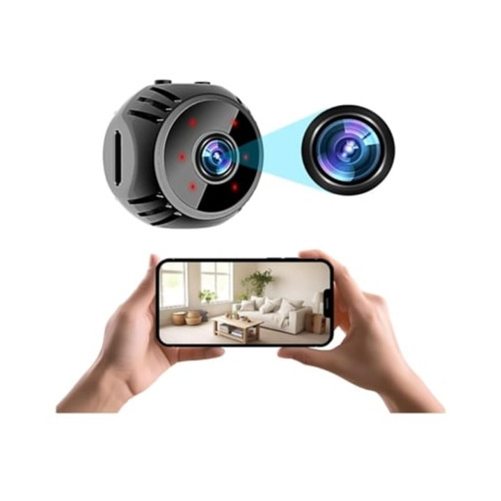 Camera spion ascunsa Wifi, 1080p, inregistrare video mica, vizionare de la distanta, dispozitiv de supraveghere interior