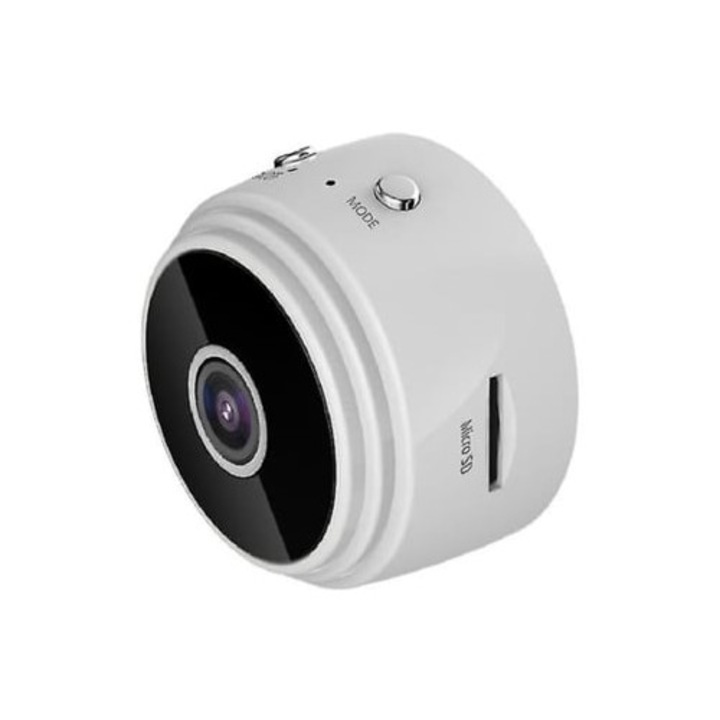 Mini kerek HD 1080p felügyeleti kamera, vezeték nélküli, infravörös éjszakai látás, fehér