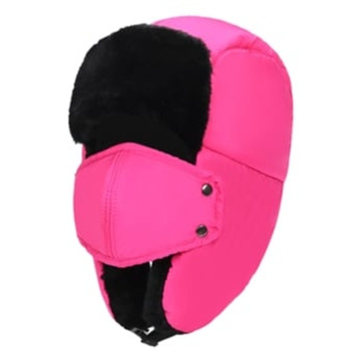 Uniszex gyapjú téli sapka, rózsaszín/fekete