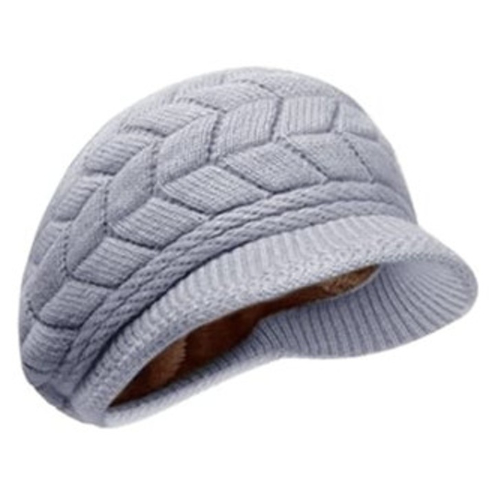 Női téli sapka, gyapjú, szürke