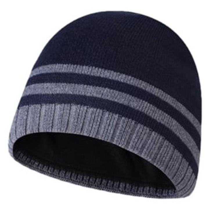 Caciula de iarna pentru barbati, simpla, albastru/gri