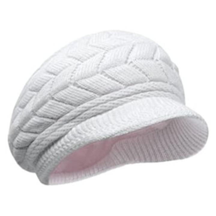 Női téli sapka, gyapjú, fehér