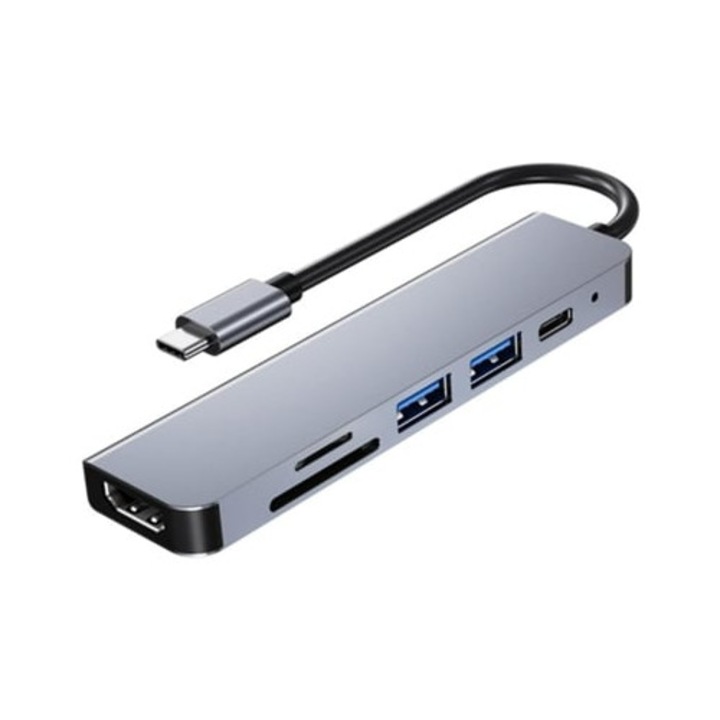 Statie de andocare, USB, 6 in 1, gri