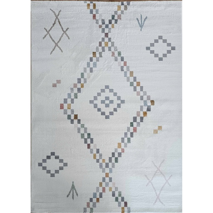 Covor, SETA HALI, WALENCJA, 80x150 cm, Boho, crem, pentru incalzire prin pardoseala, prietenos cu alergicii, 2200g/m2