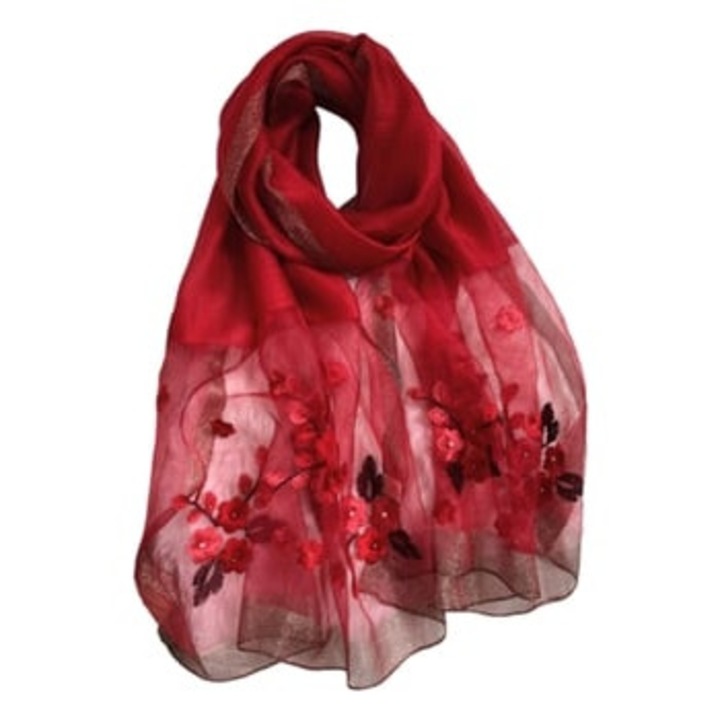 Esarfa dama, usoara, rosu, 74.8x28.3x190x72 cm