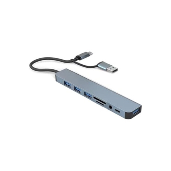 USB-dokkolóállomás laptopokhoz és táblagépekhez, USB3.0 adapter, szürke
