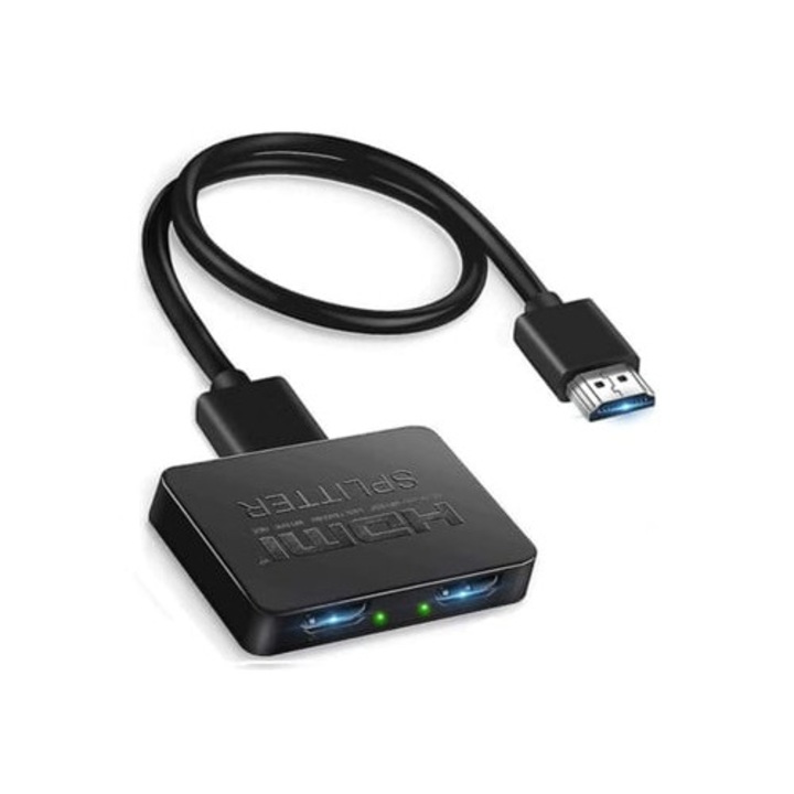 Splitter HDMI 1 in 2, 4K, suport dual monitor, 3D, 1080p, pentru Xbox, PS4, PS3, DVD, HDTV