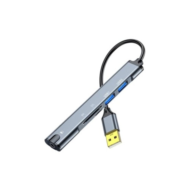 Dokkoló állomás 5 az 1-ben, USB 2.0 hub, TF/SD kártyaolvasó adapter, Gusshious
