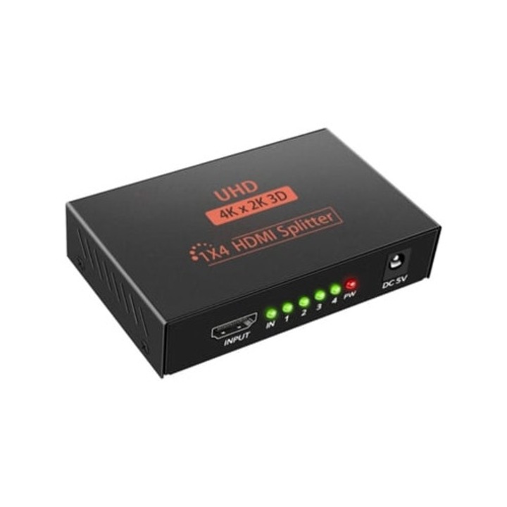 HDMI сплитер 1 вход 4 изхода 3D 4K 1080p с усилвател за разпределение и USB кабел