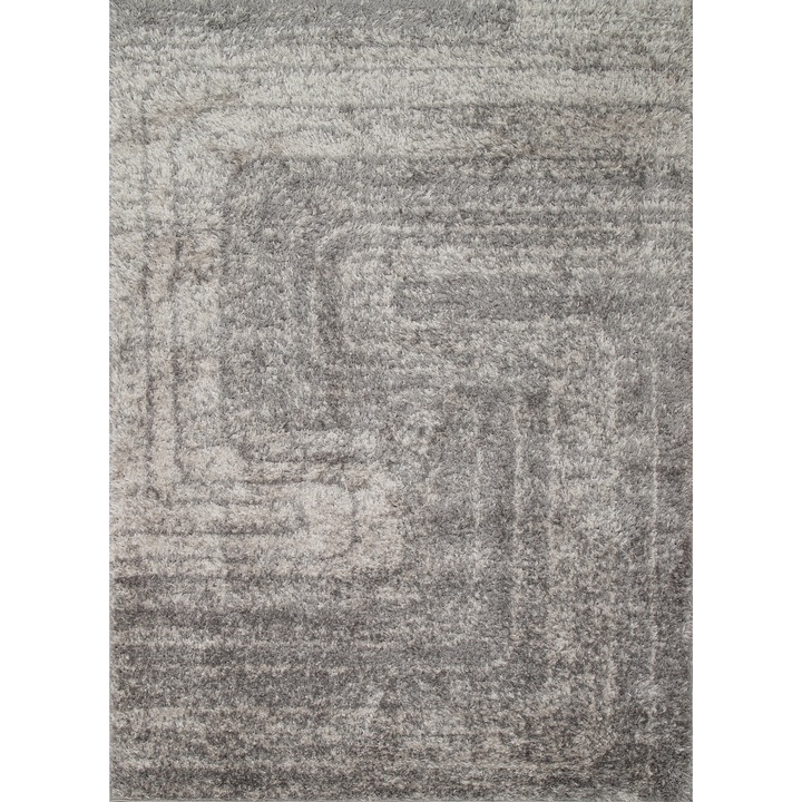 Covor Shaggy, SETA HALI, 200x300 cm, Uni, gri, Plusat, pentru incalzire prin pardoseala, prietenos cu alergicii, 1750g/m2, poliester, Certificat Oeko-Tex