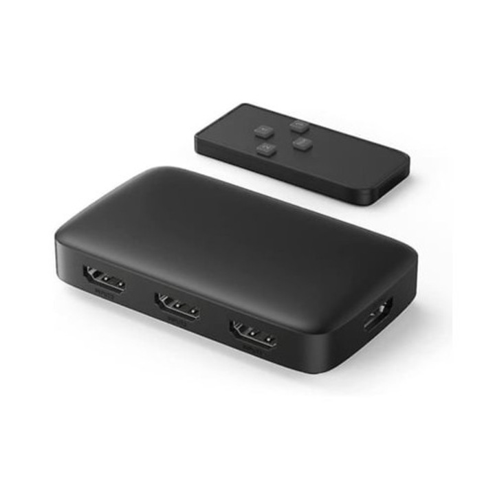 Switch HDMI 4K 30Hz 3 intrari 1 iesire 1080p 60Hz 3D cu telecomanda IR