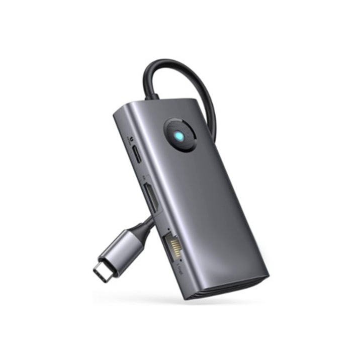 Docking Station 6 in 1 USB-C, gri