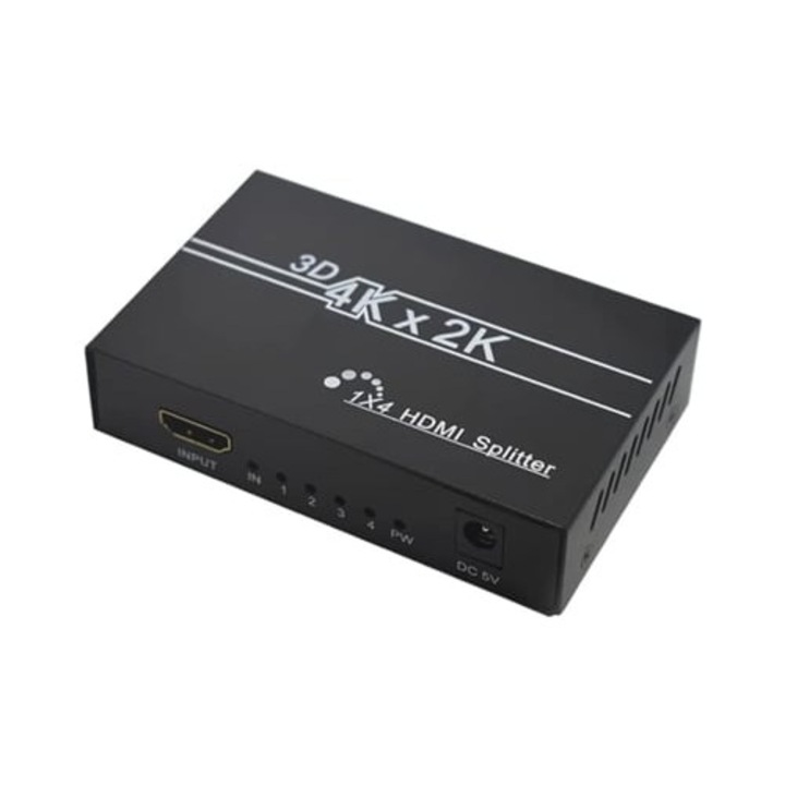 HDMI 4K превключвател, 1 вход 4 изхода, 4K 30Hz резолюция, 3D, черен