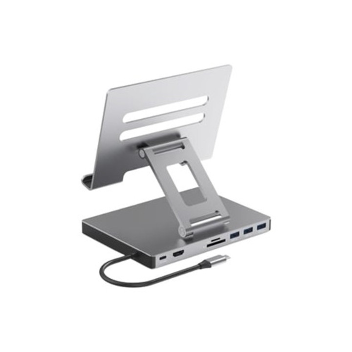 Statie de andocare USB C, suport laptop, aluminiu, Gusshious, compatibil