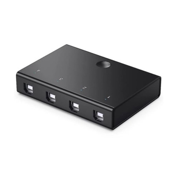 KVM Kapcsoló 3 Portos 4 Számítógéphez, USB, Nyomtatóhoz, Billentyűzethez, Egérhez, Szkennerhez, Kábelekkel