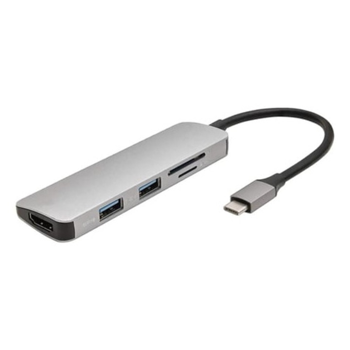 USB-C elosztó 5 az 1-ben, multifunkcionális, HDMI, 5 Gbps adatátvitel, , vékony