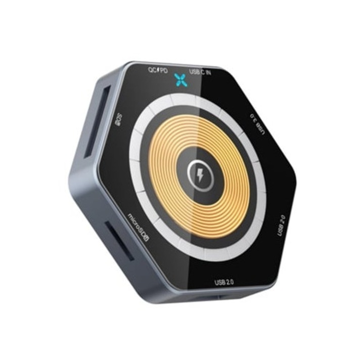 Hub USB C 6 az 1-ben Gusshious, fekete