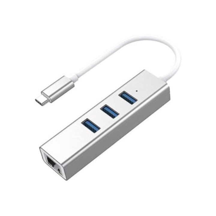 USB-C elosztó 3 USB 3.0 porttal és Gigabit Ethernet-tel