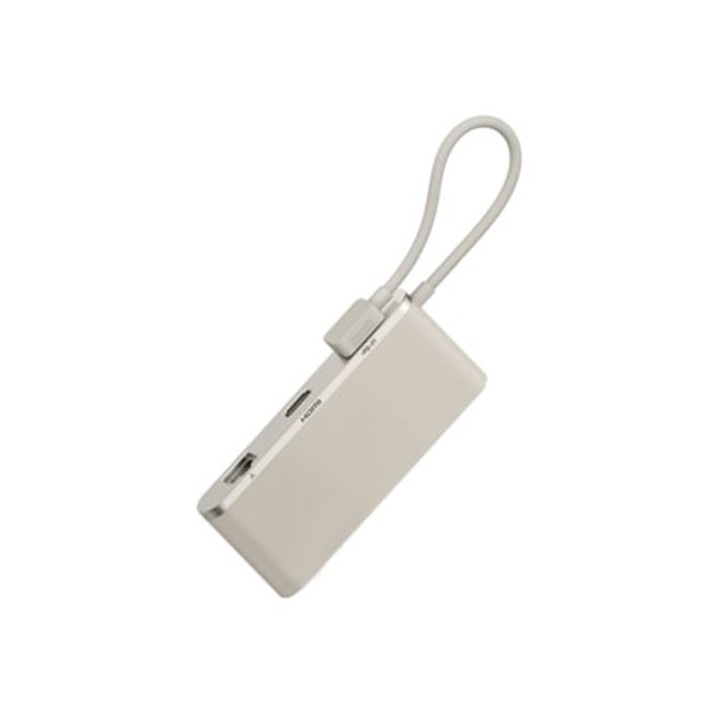 USB-C Hub 8 az 1-ben, 2 db USB-A 10Gbps port, 100W, HDMI 4K, krémes fehér