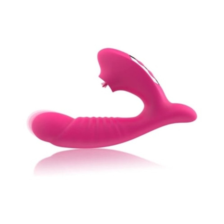 Vibrátor 2 az 1-ben nőknek, 7 nyelvmód, 10 vibrációs mód, rózsaszín