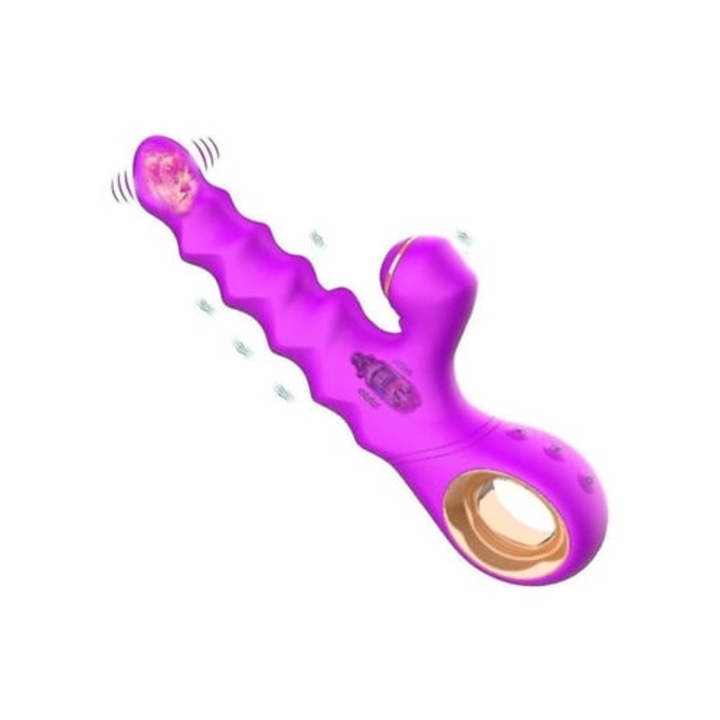 Vibrator pentru femei, cu 10 moduri de vibratie, telescopic, mov