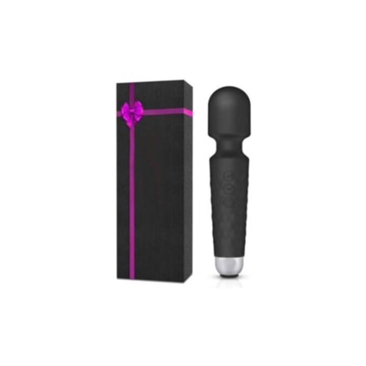 Hordozható vibrátor, 8 sebességfokozat, 20 vibrációs mód, USB-n keresztül tölthető, fekete