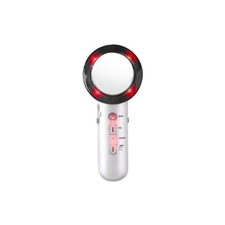 Aparat de slabire anti-celulita, 3 in 1, terapie cu infrarosu, ultrasonic, EMS, LED, alb