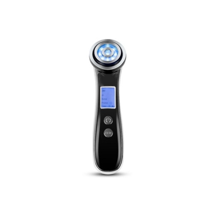 Dispozitiv facial cu ultrasunete si frecventa radio LED, multifunctional, negru