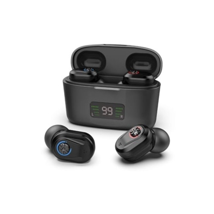 Aparate auditive, amplificatoare de sunet reincarcabile, cu display LED, verde