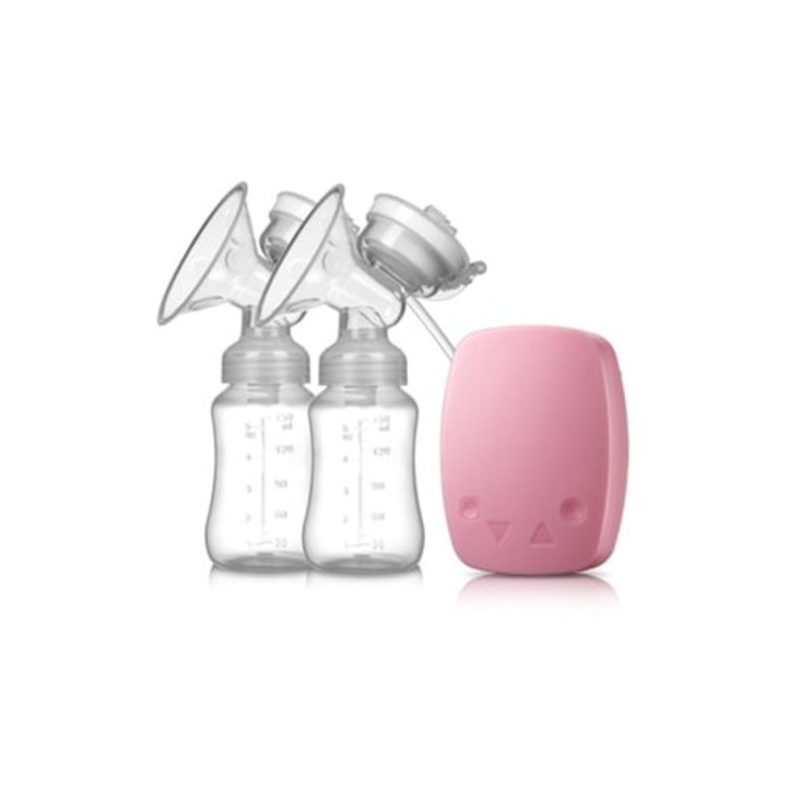 Elektromos mellszívó dupla akcióval, erős szívóhatású tejgyűjtővel, automatikus masszázzal, rózsaszín