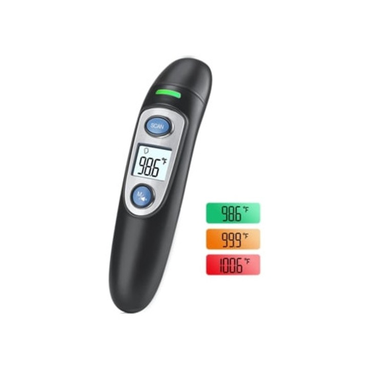 Fül- és homlokhőmérő, 2 az 1-ben, fekete