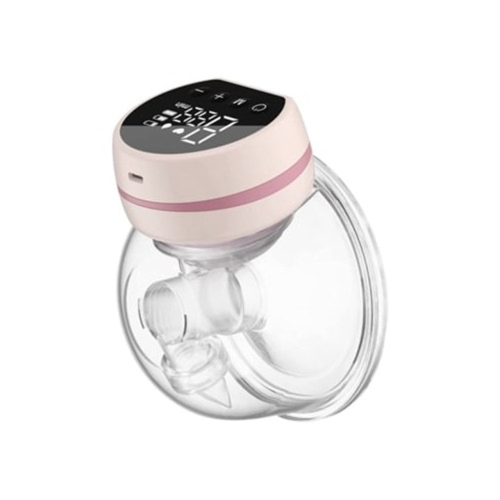 Hordozható elektromos mellszívó, 3 üzemmód, 9 szint, 24 mm, rózsaszín