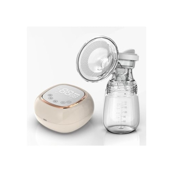 Elektromos mellszívó, Gusshious, LCD érintőképernyős vezérlés, USB tápellátás, BPA-mentes, 1 szett, barack színű