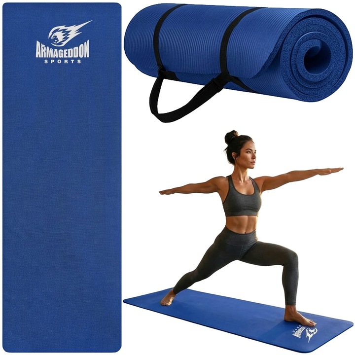 Saltea pentru Aerobic, Fitness, Antrenament si Yoga Armageddon Sports, NBR Eco-Friendly, Albastru, Dimensiune: 183x61cm, Grosime: 10mm
