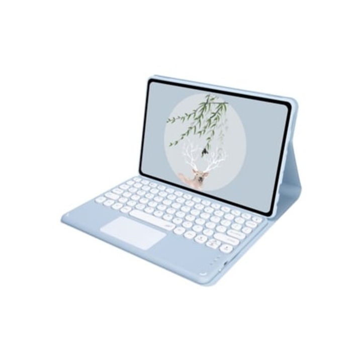 Калъф за клавиатура за Lenovo M10 Plus 3rd Gen 10.6 инча 2022, матов, син, тъчскрийн версия