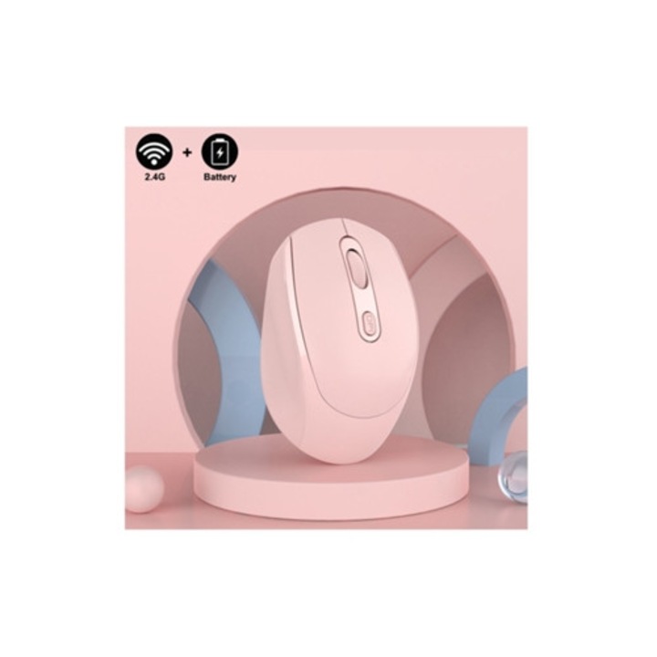 Egér vezeték nélküli Gusshious 2.4g gaming, roz