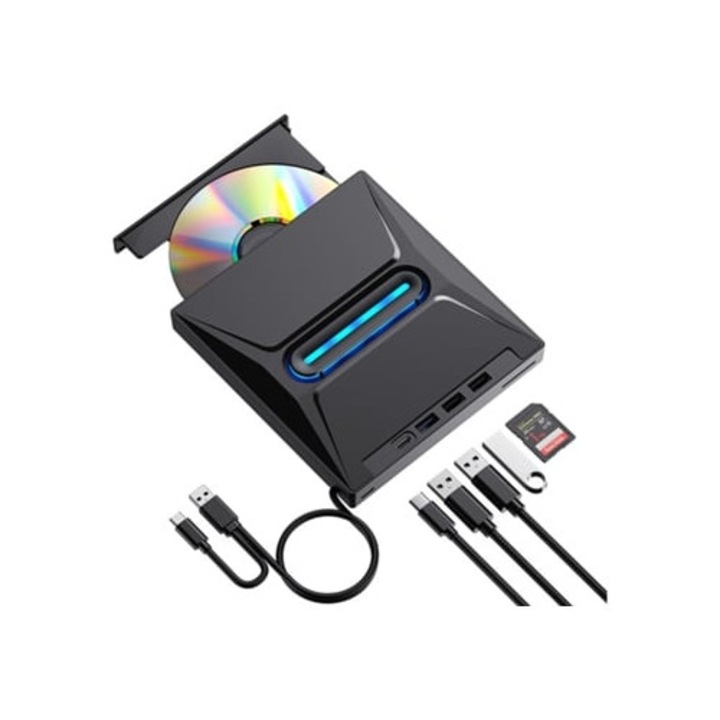 Unitate optica externa USB 3.0, tip C, portabila, CD/DVD/RW