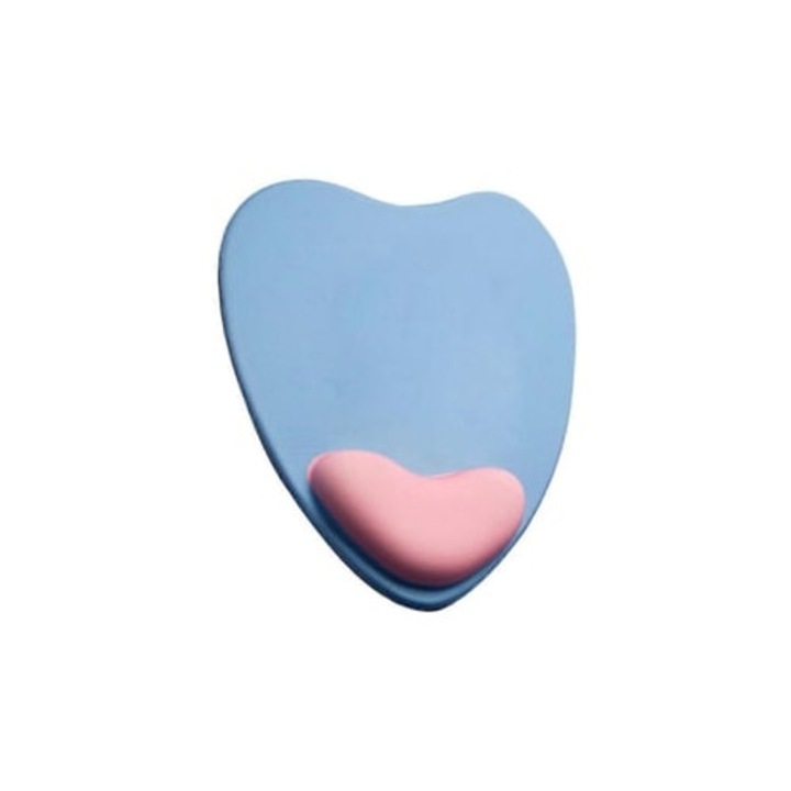 Mousepad ergonomic in forma de inima cu suport pentru incheietura mainii din gel, albastru