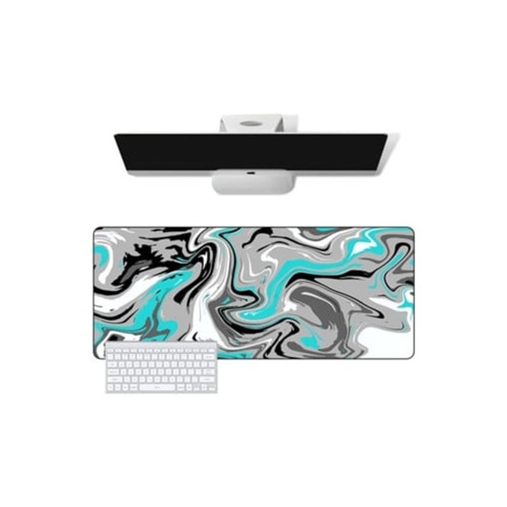 Mousepad Gaming, Fluid Albastru, Dimensiuni 30x60cm, Baza din Cauciuc Antiderapant