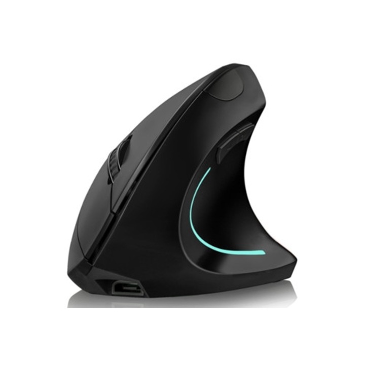 Egér függőleges Gusshious 2.4ghz vezeték nélküli, 1600 Dpi, fekete